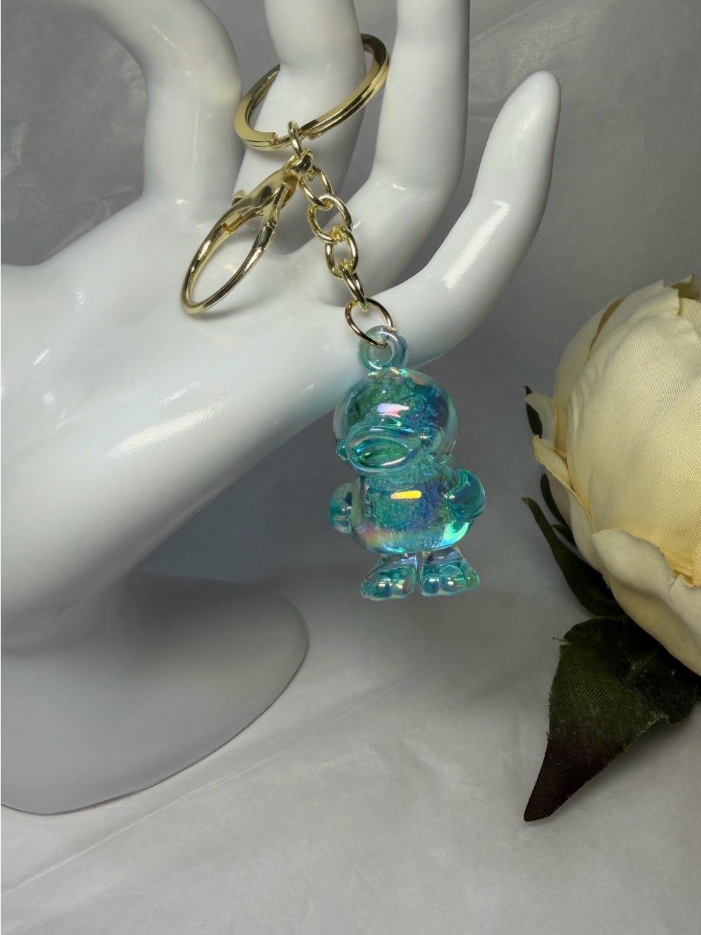 Iridescent Blue Duck Keychain Key & Card Holder